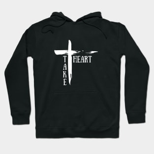 Take Heart Painted Christian Cross Design Hoodie